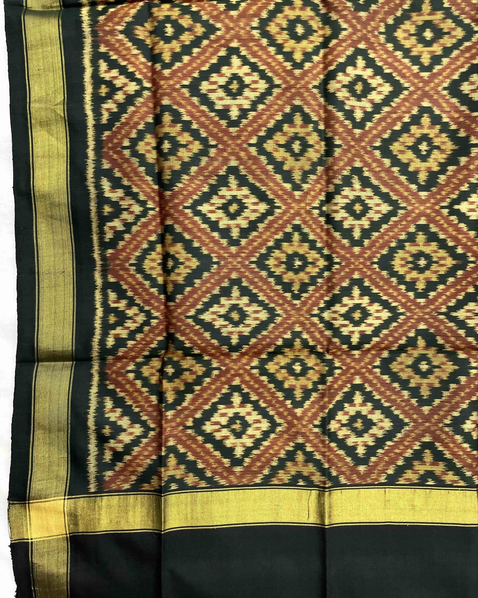 Black & Red Panchanda Patola Dupatta - SindhoiPatolaArt