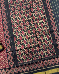 Black & Red Zig Zag Patola Saree - SindhoiPatolaArt