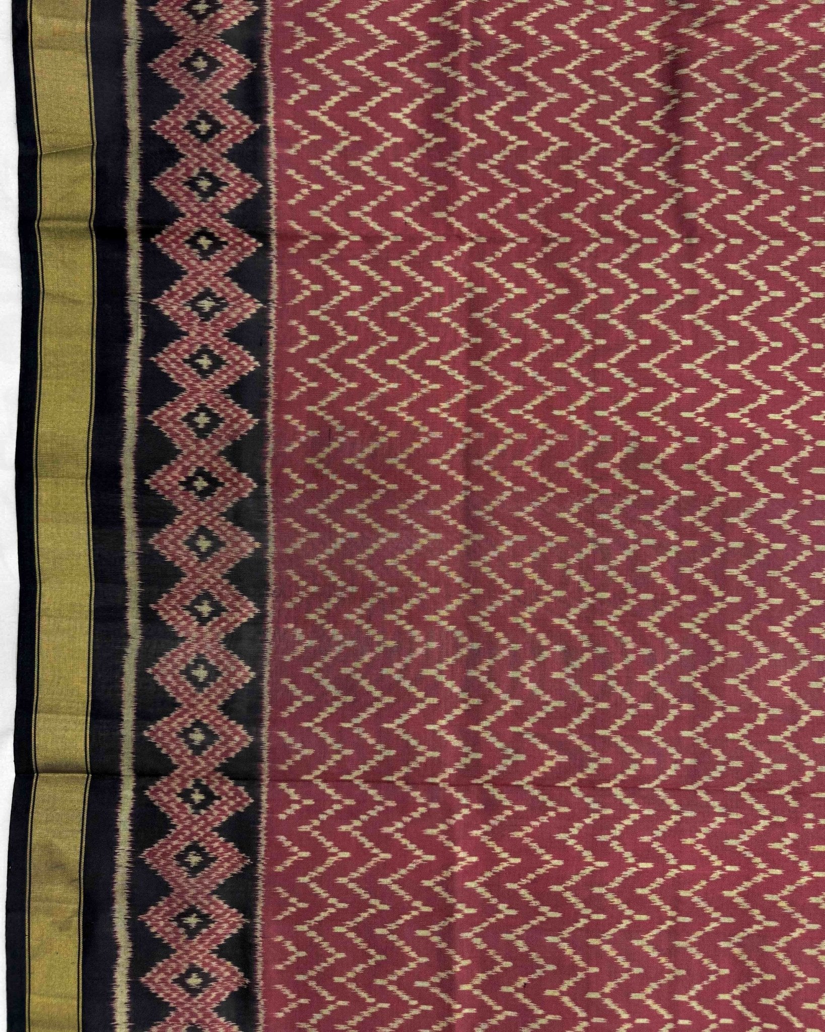 Black & Red Zig Zag Patola Saree - SindhoiPatolaArt