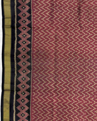 Black & Red Zig Zag Patola Saree - SindhoiPatolaArt