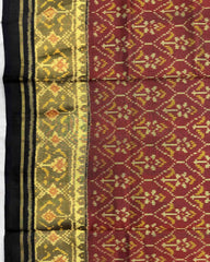 Black & Rust Red Flower Patola Saree - SindhoiPatolaArt