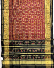 Black & Rust Red Flower Patola Saree - SindhoiPatolaArt