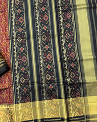 Black & Rust Red Flower Patola Saree - SindhoiPatolaArt