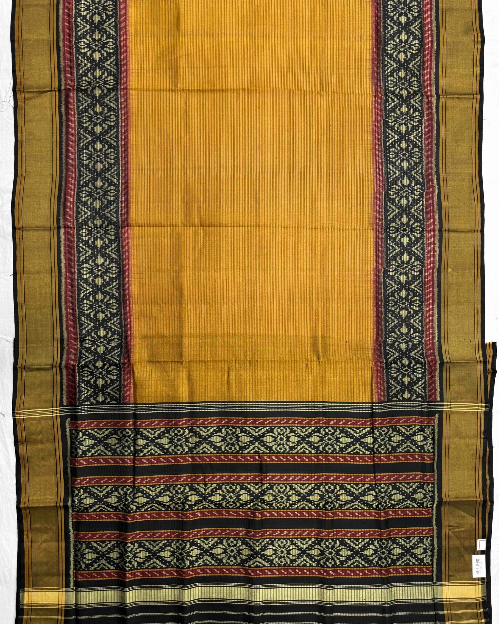 Black & Yellow Lining Patola Saree - SindhoiPatolaArt