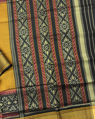 Black & Yellow Lining Patola Saree - SindhoiPatolaArt