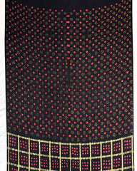 Black Zari Chex Gajji Silk Bandhani Saree - SindhoiPatolaArt