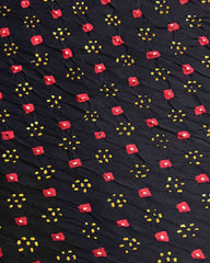 Black Zari Chex Gajji Silk Bandhani Saree - SindhoiPatolaArt