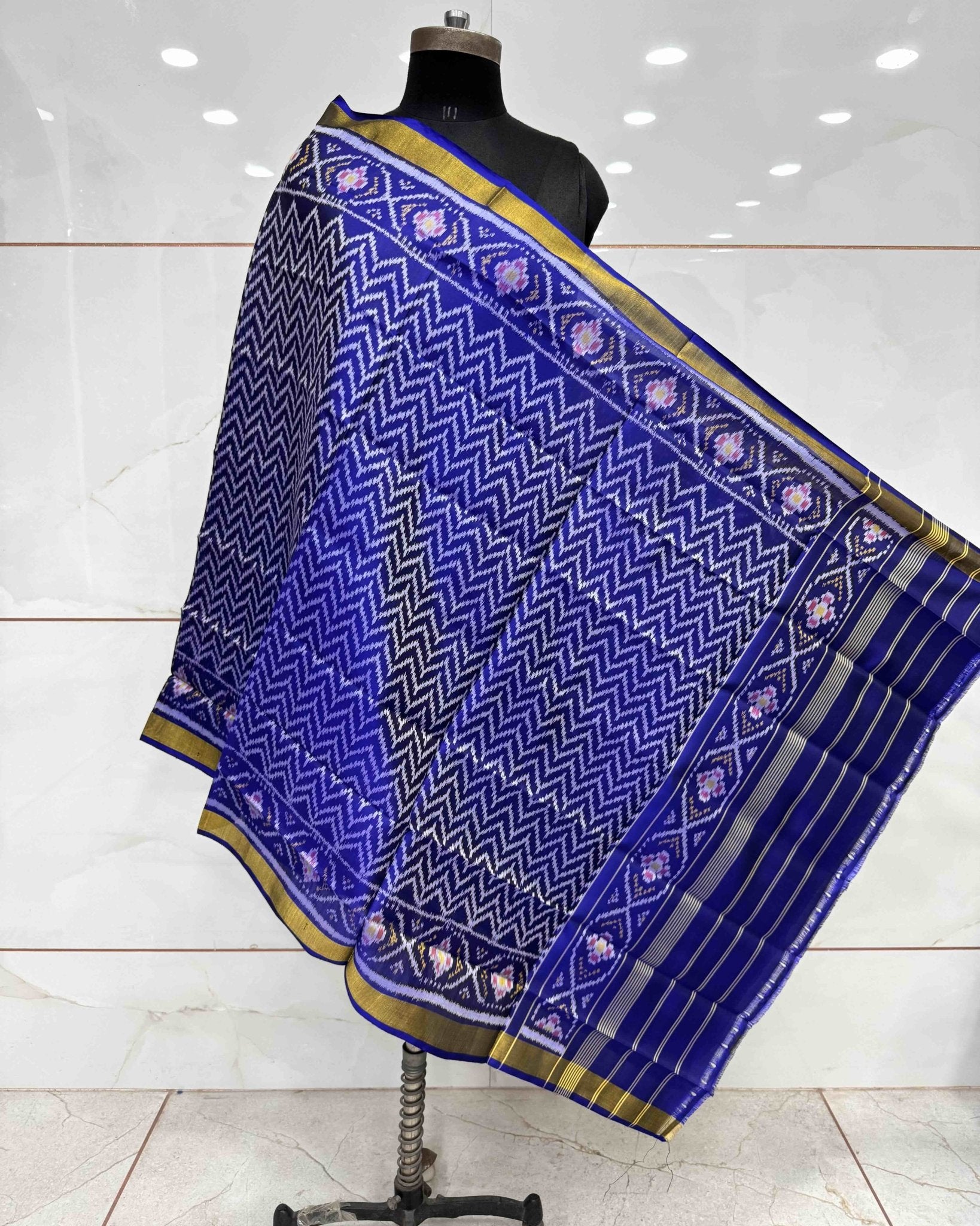 Blue Bandhani Designer Patola Dupatta - SindhoiPatolaArt