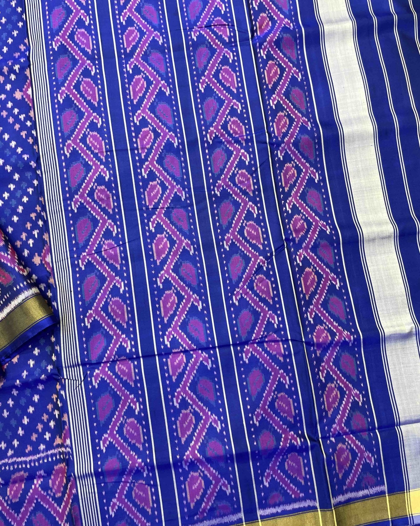 Blue Bandhej Design Patola Saree - SindhoiPatolaArt