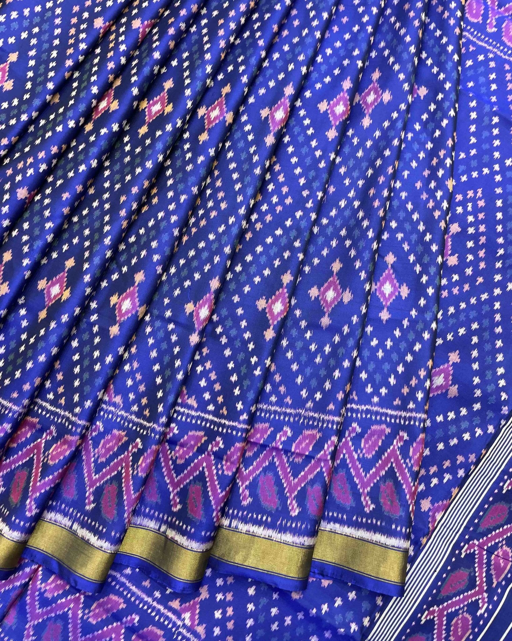 Blue Bandhej Design Patola Saree - SindhoiPatolaArt