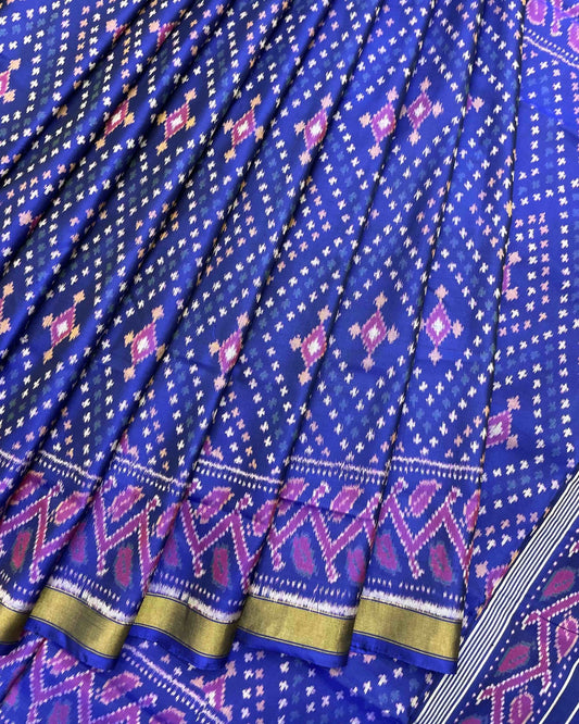 Blue Bandhej Design Patola Saree - SindhoiPatolaArt