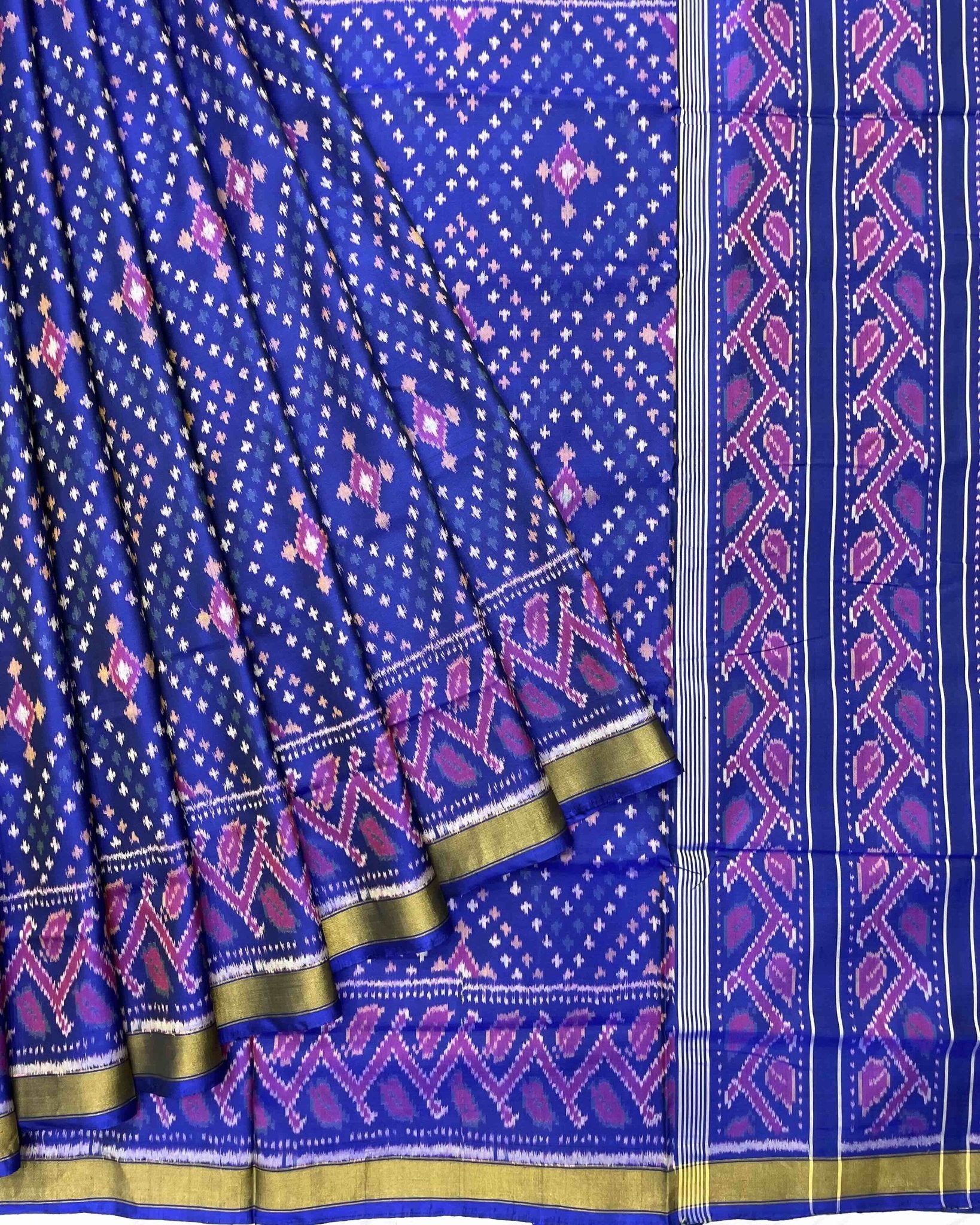 Blue Bandhej Design Patola Saree - SindhoiPatolaArt