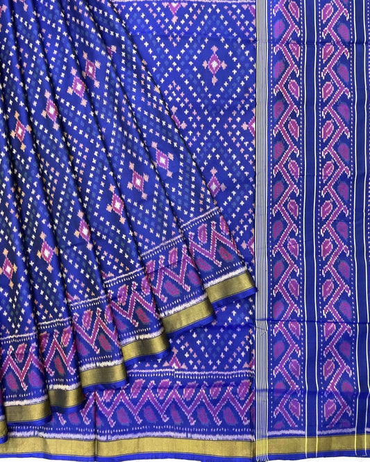 Blue Bandhej Design Patola Saree - SindhoiPatolaArt