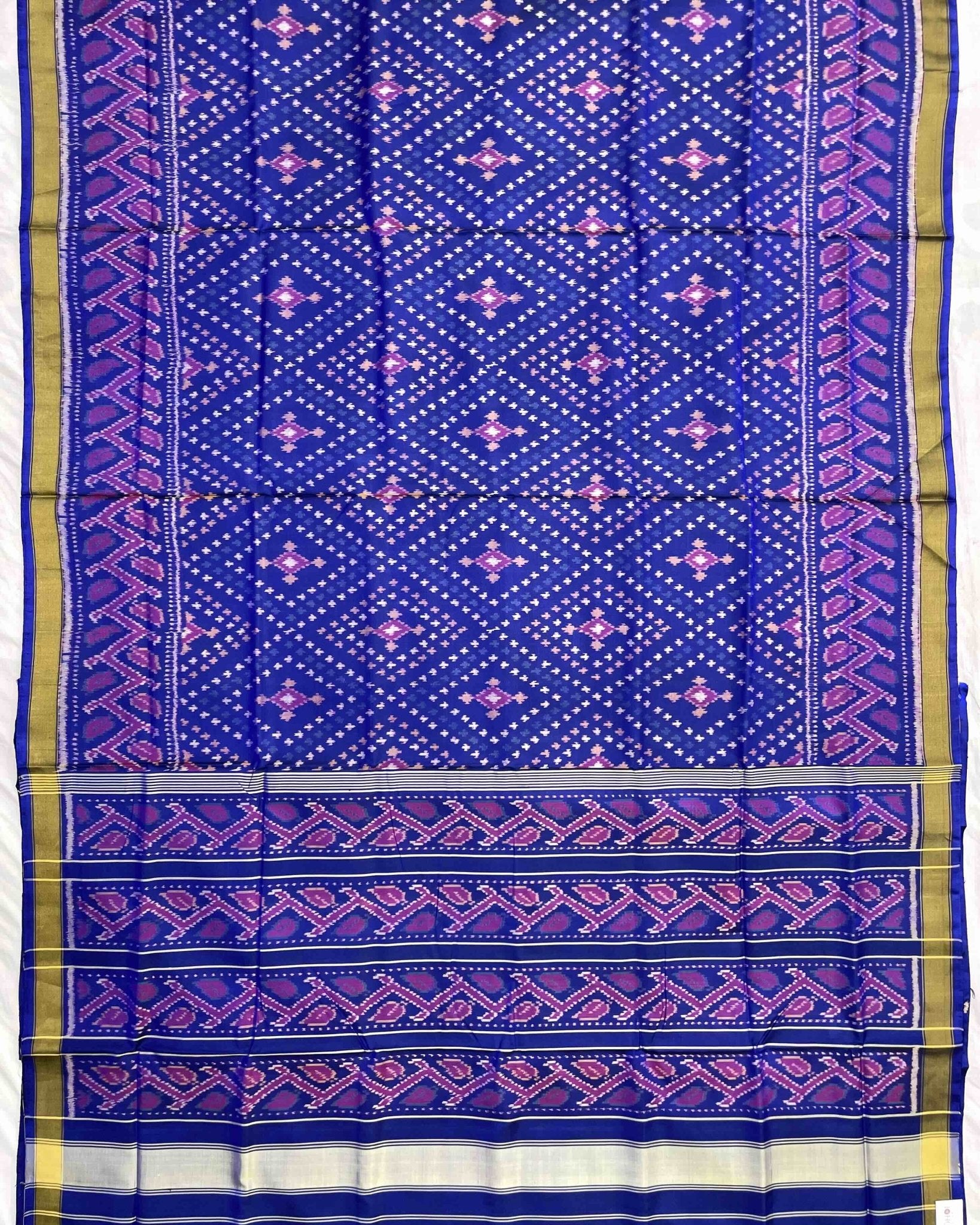 Blue Bandhej Design Patola Saree - SindhoiPatolaArt