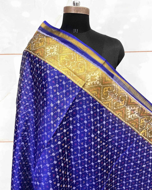 Blue Booty Design Patola Dupatta - SindhoiPatolaArt