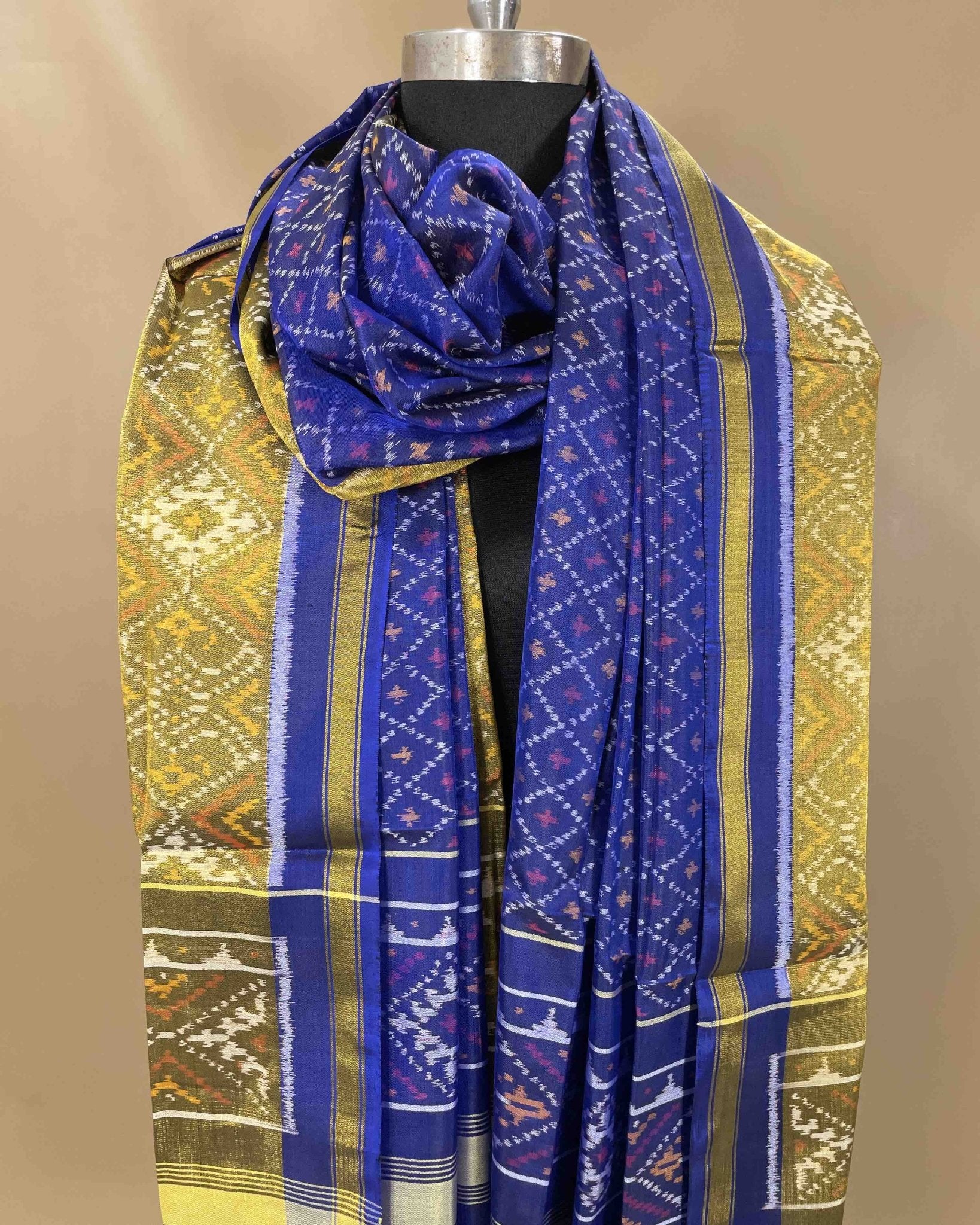 Blue Booty Designer Patola Dupatta - SindhoiPatolaArt