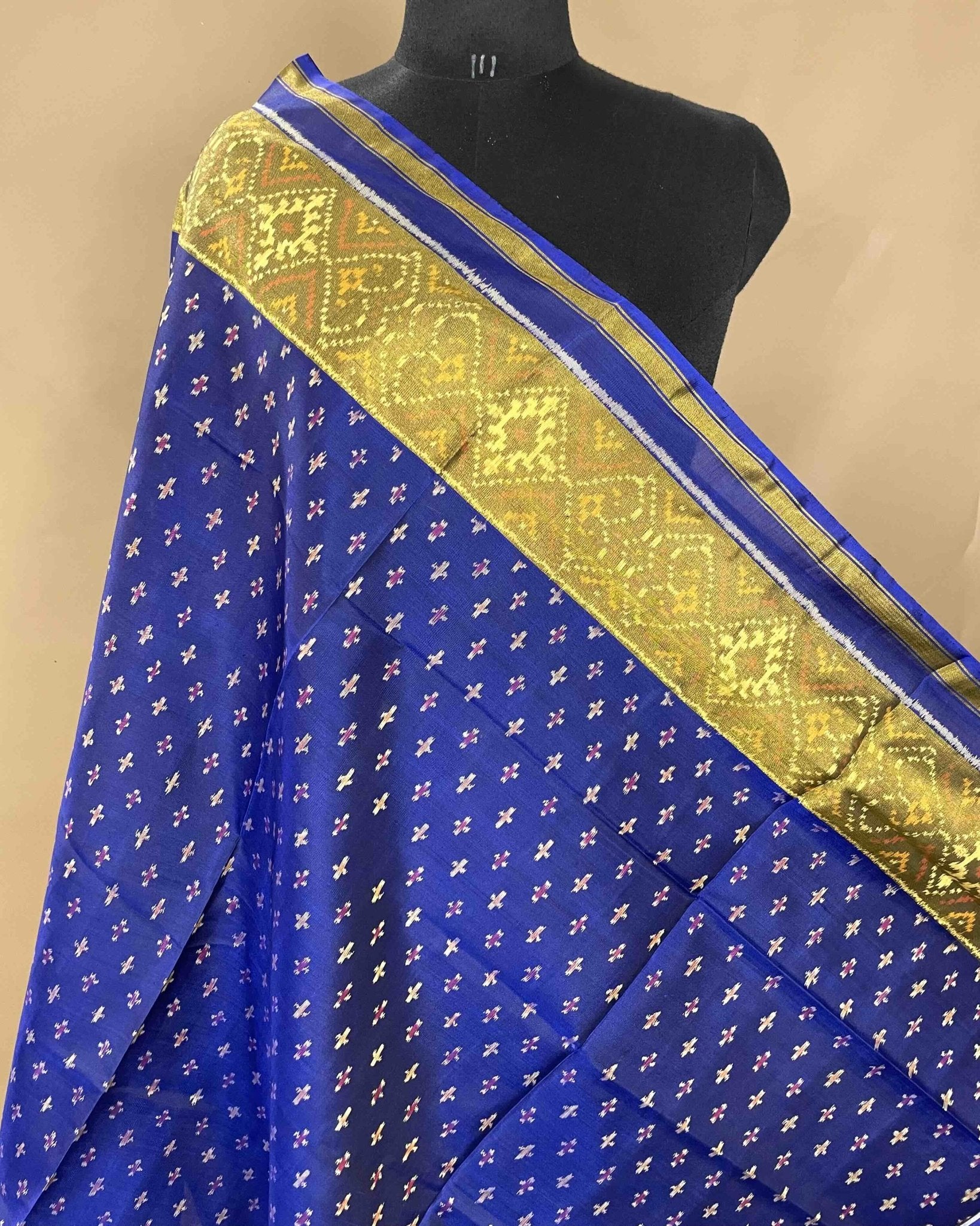 Blue Booty Designer Patola Dupatta - SindhoiPatolaArt