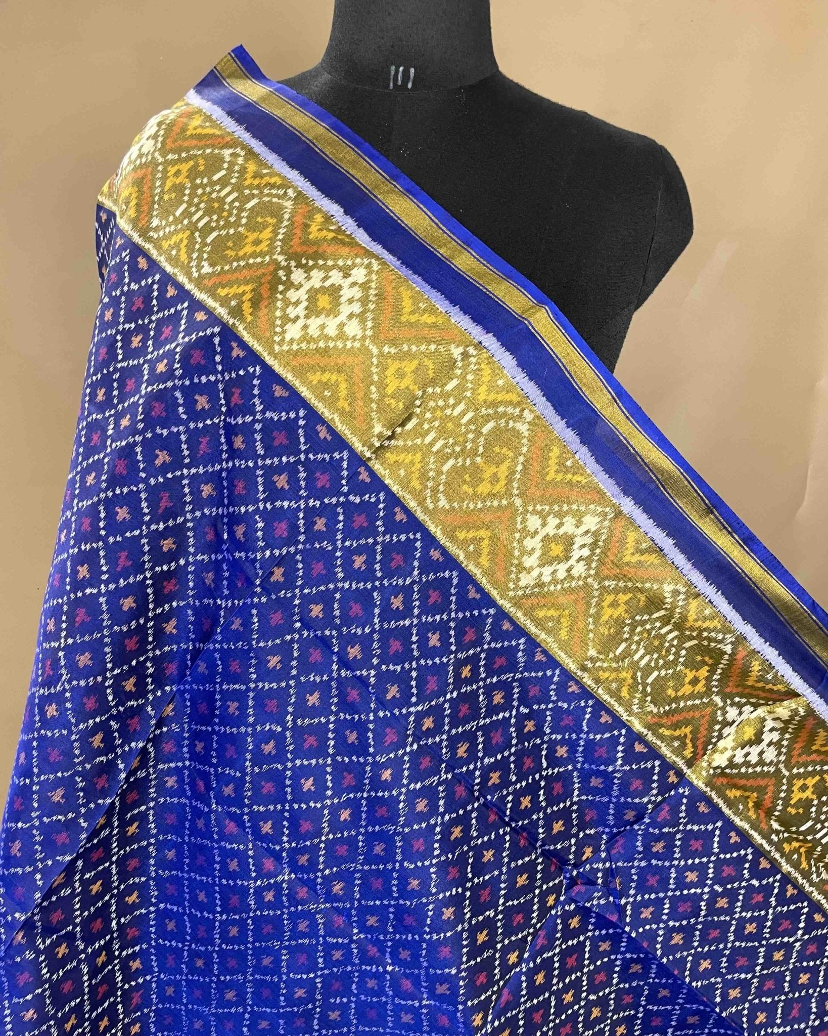 Blue Booty Designer Patola Dupatta - SindhoiPatolaArt