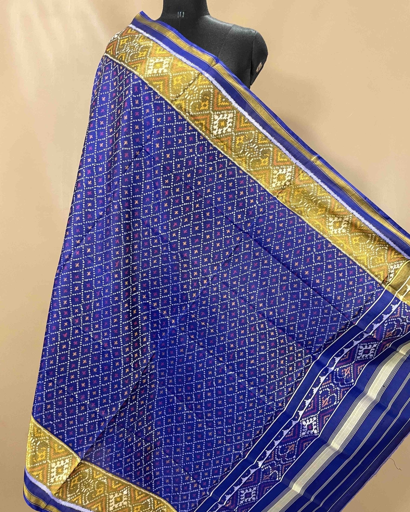 Blue Booty Designer Patola Dupatta - SindhoiPatolaArt