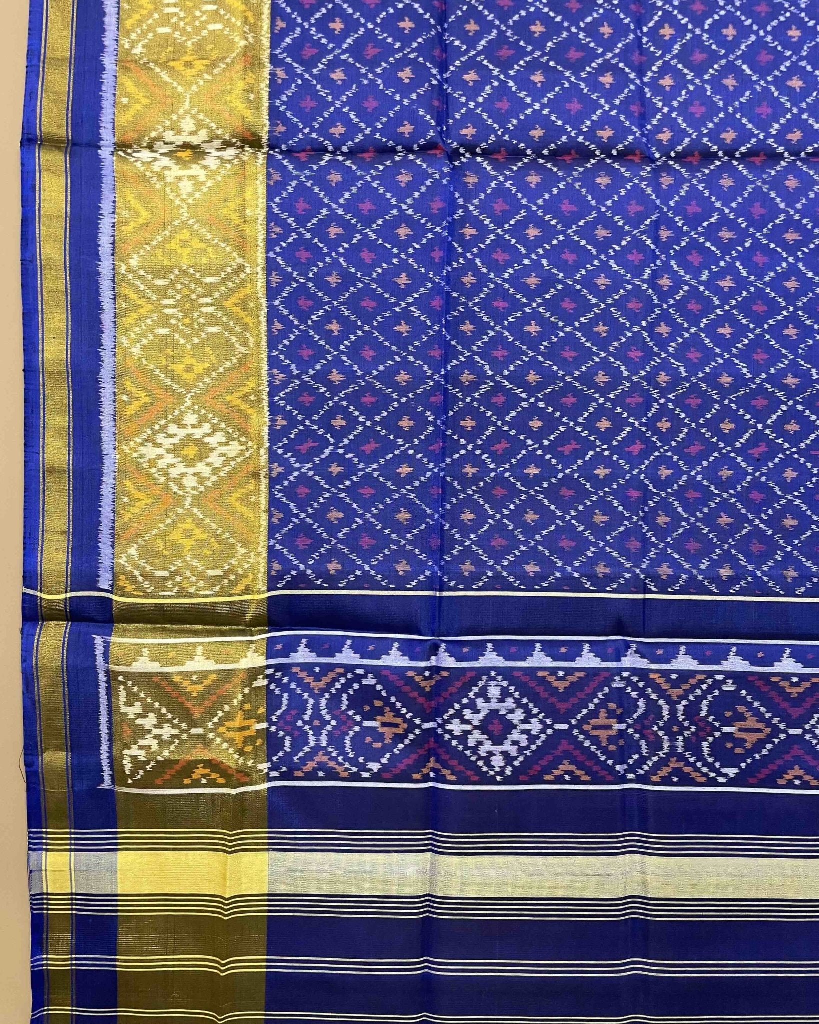 Blue Booty Designer Patola Dupatta - SindhoiPatolaArt