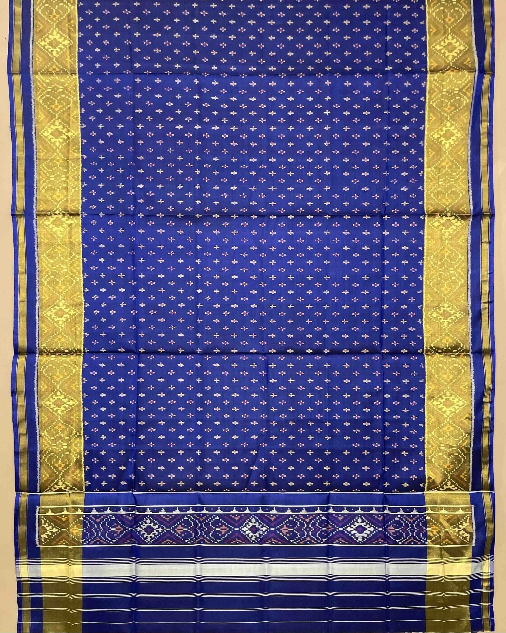 Blue Booty Designer Patola Dupatta - SindhoiPatolaArt