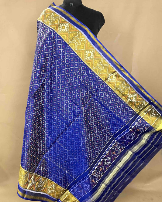 Blue Booty Designer Patola Dupatta - SindhoiPatolaArt
