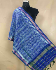 Blue Booty Patola Stole - SindhoiPatolaArt
