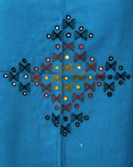 Blue Butta Mirror & Corner Mirror Kutchi Woolen Shawl - SindhoiPatolaArt