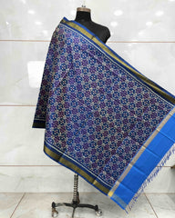 Blue Buttonful Design Patola Dupatta - SindhoiPatolaArt