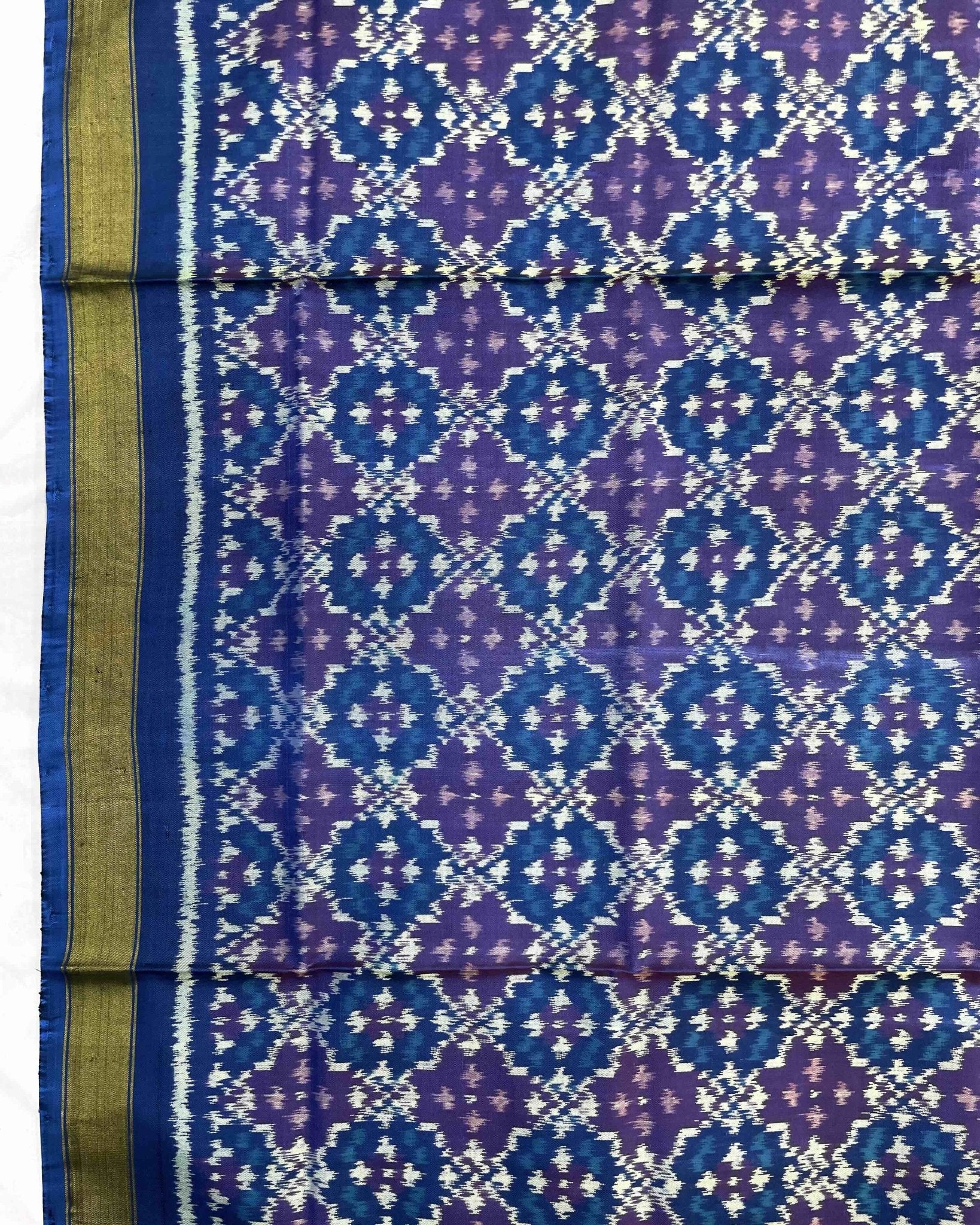 Blue Buttonful Design Patola Dupatta - SindhoiPatolaArt