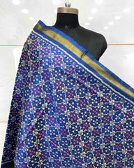 Blue Buttonful Design Patola Dupatta - SindhoiPatolaArt