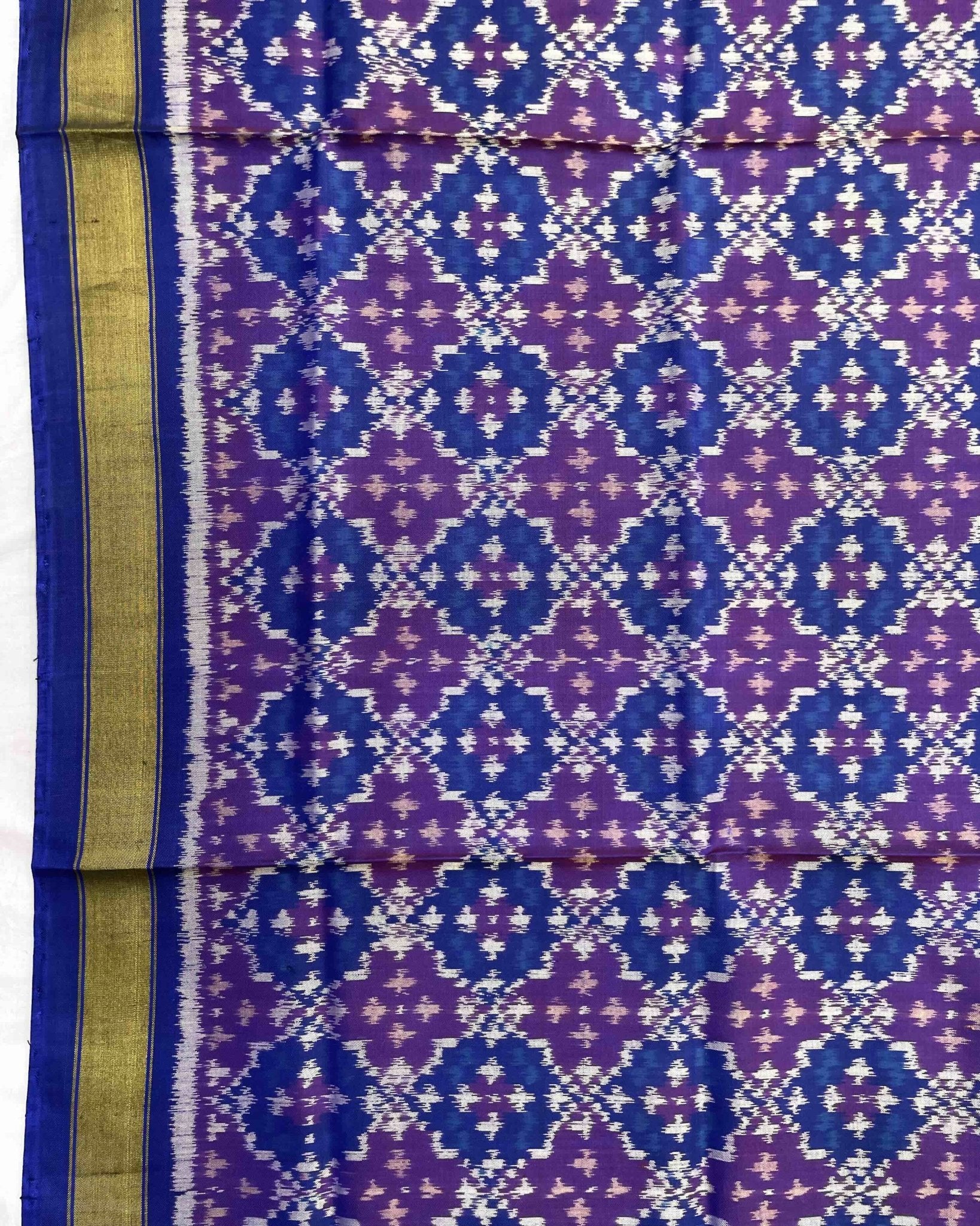 Blue Buttonful Design Patola Dupatta - SindhoiPatolaArt