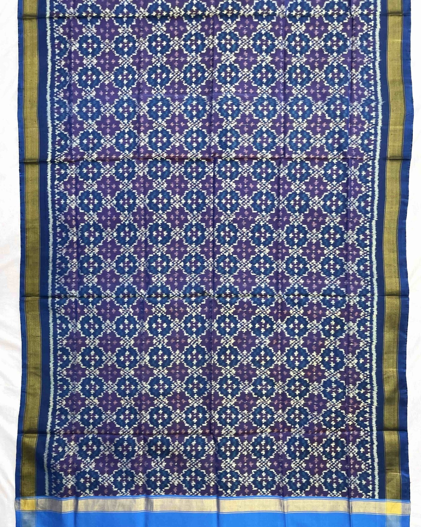 Blue Buttonful Design Patola Dupatta - SindhoiPatolaArt