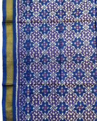 Blue Buttonful Design Patola Dupatta - SindhoiPatolaArt