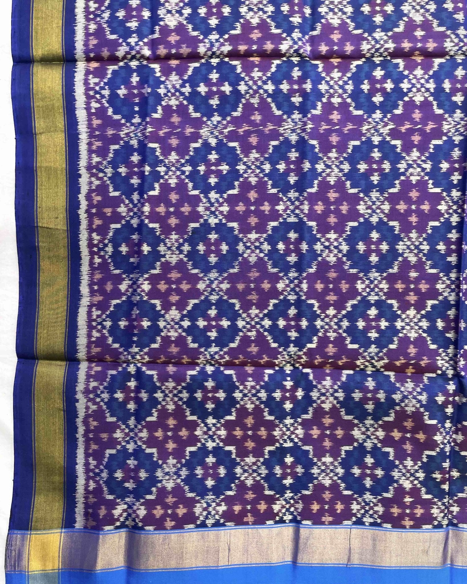 Blue Buttonful Design Patola Dupatta - SindhoiPatolaArt