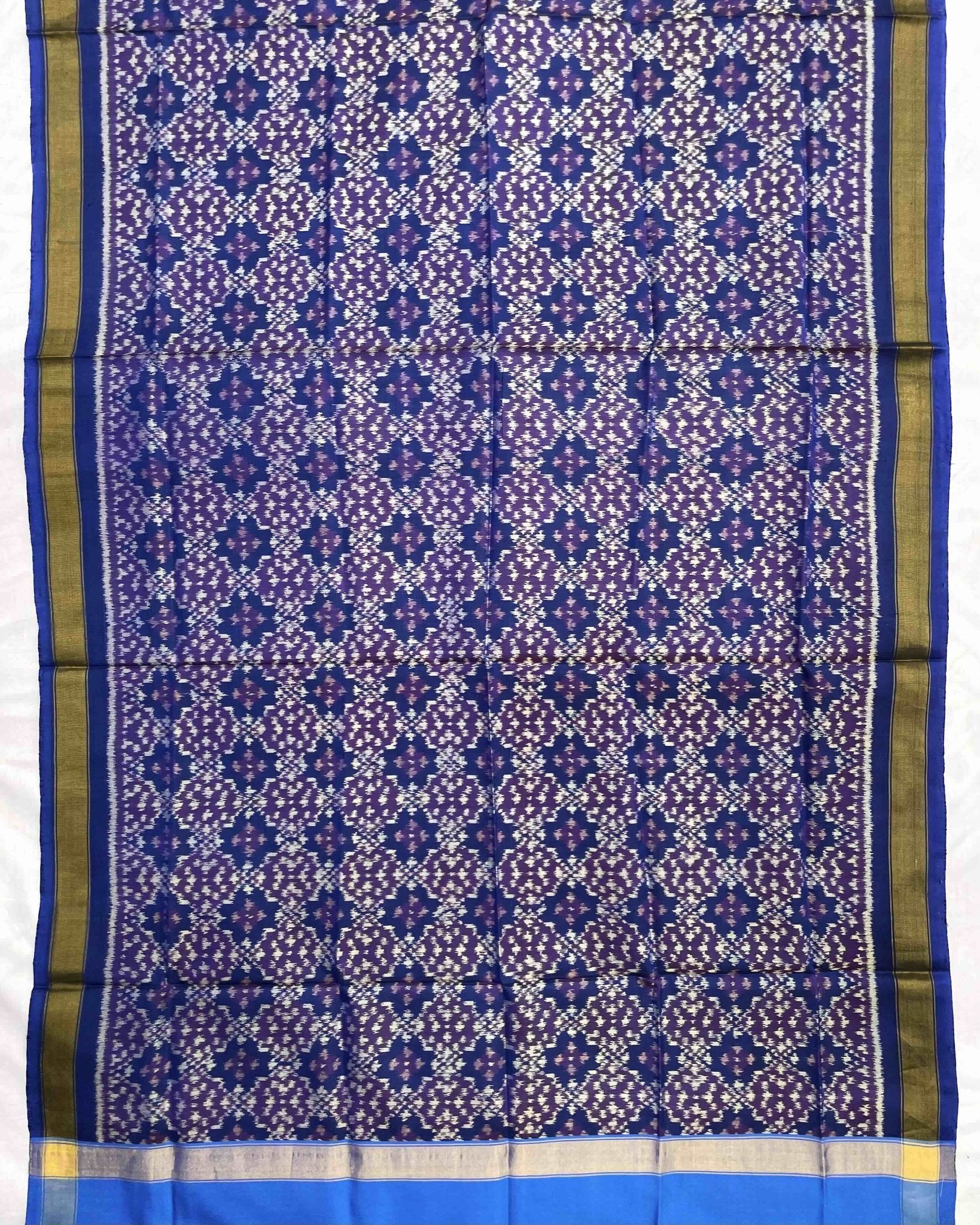 Blue Buttonful Design Patola Dupatta - SindhoiPatolaArt