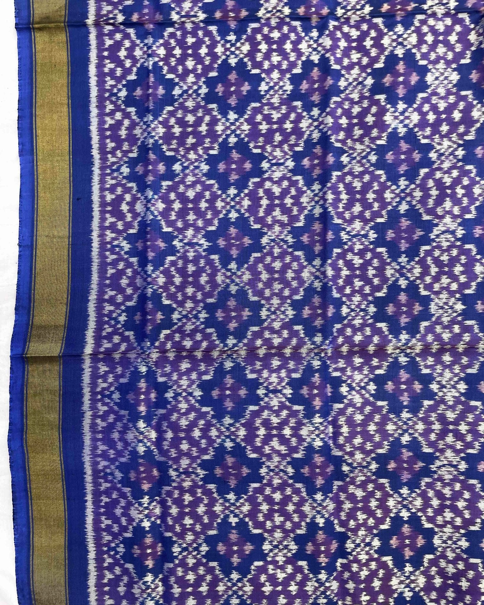 Blue Buttonful Design Patola Dupatta - SindhoiPatolaArt