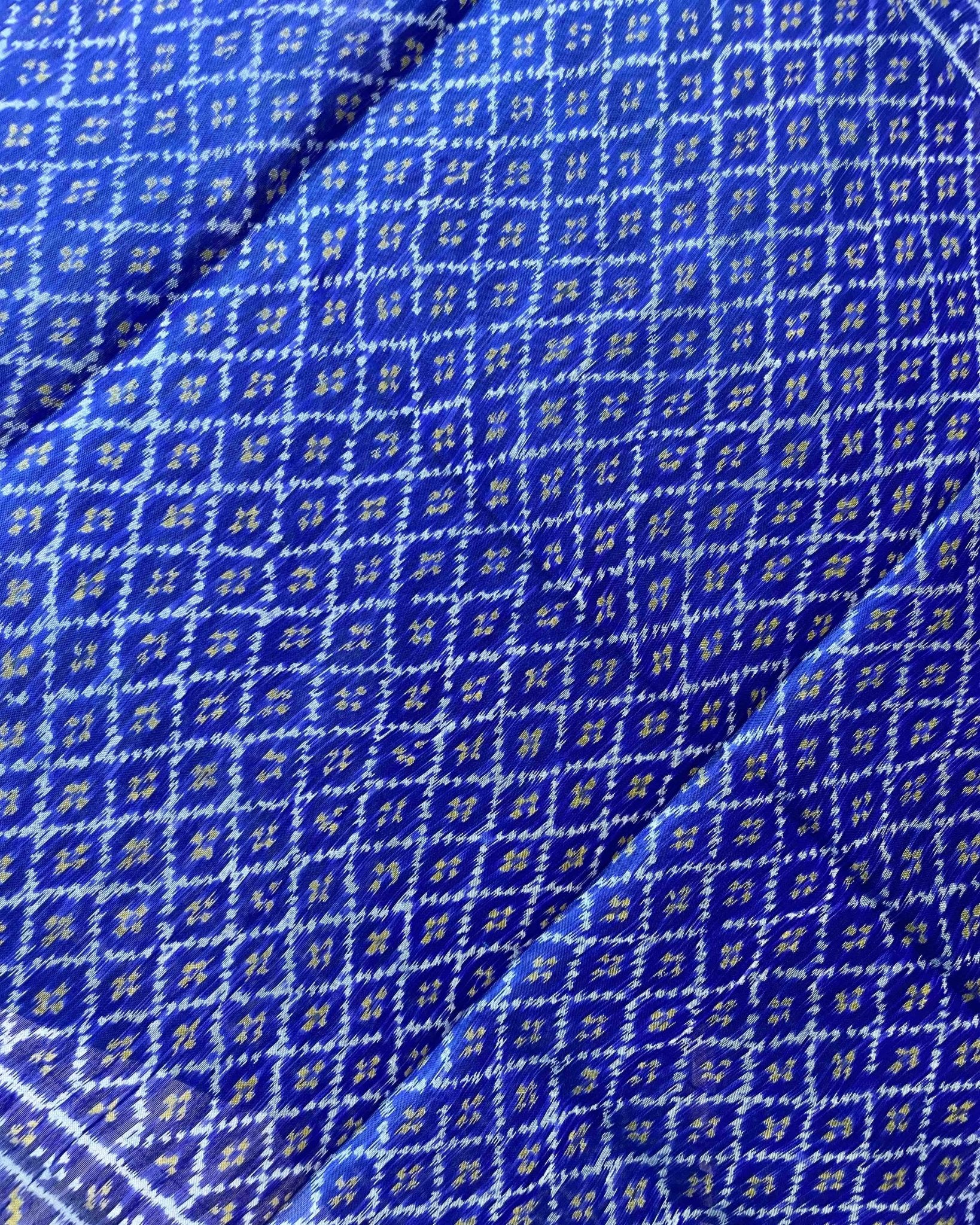 Blue Buttonful Designer Patola Dupatta - SindhoiPatolaArt