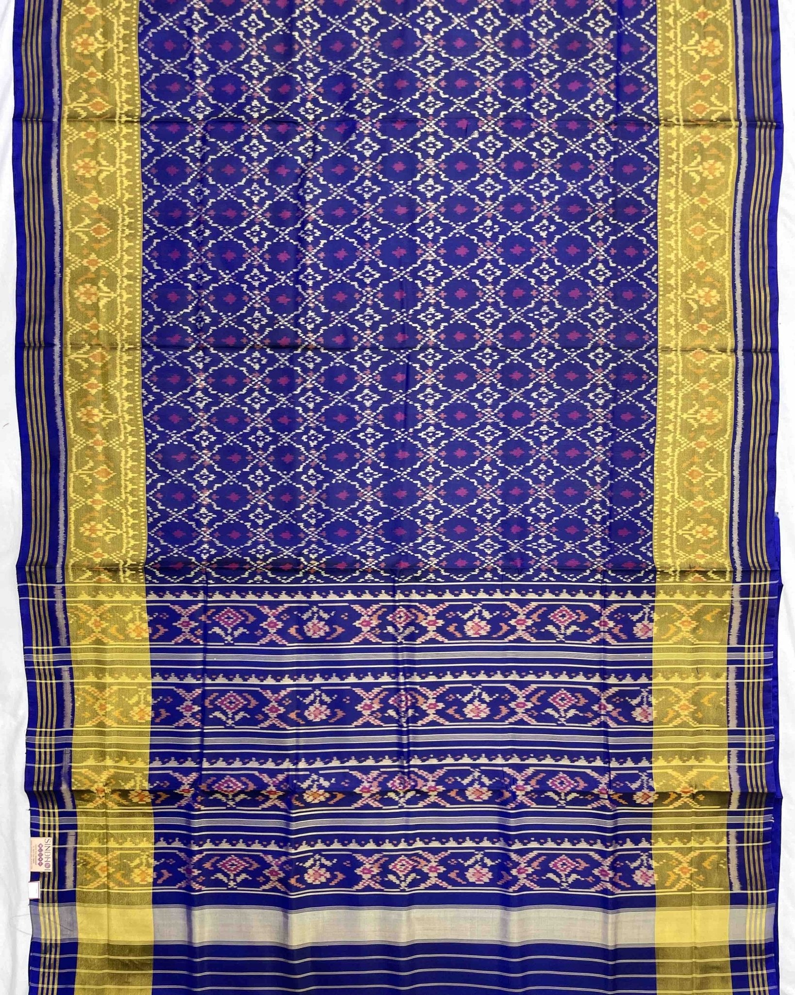 Blue Buttonful Designer Patola Saree - SindhoiPatolaArt