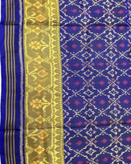 Blue Buttonful Designer Patola Saree - SindhoiPatolaArt