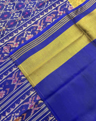 Blue Buttonful Designer Patola Saree - SindhoiPatolaArt