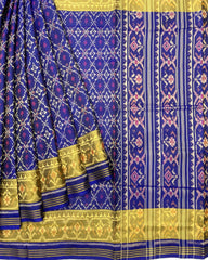 Blue Buttonful Designer Patola Saree - SindhoiPatolaArt