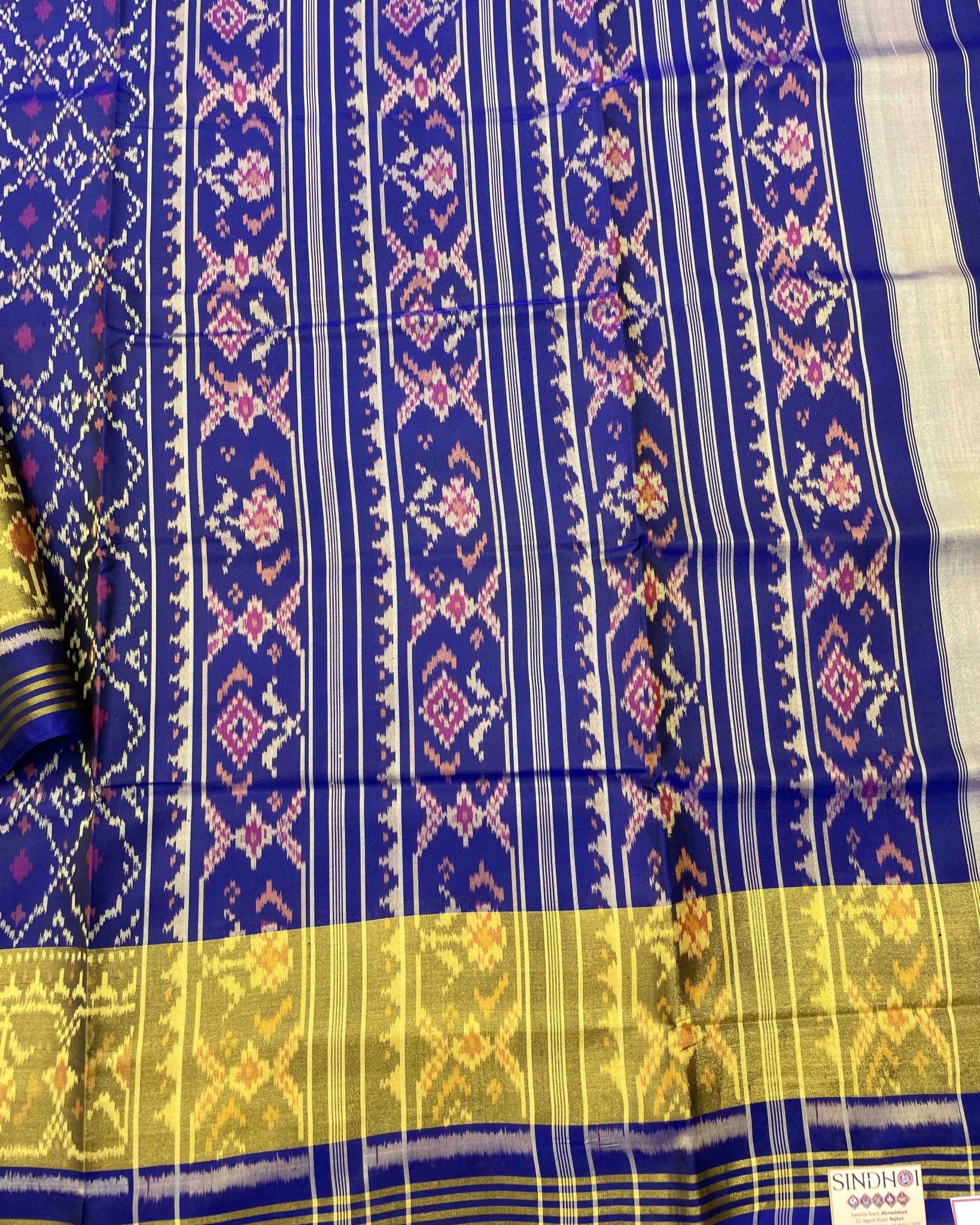 Blue Buttonful Designer Patola Saree - SindhoiPatolaArt