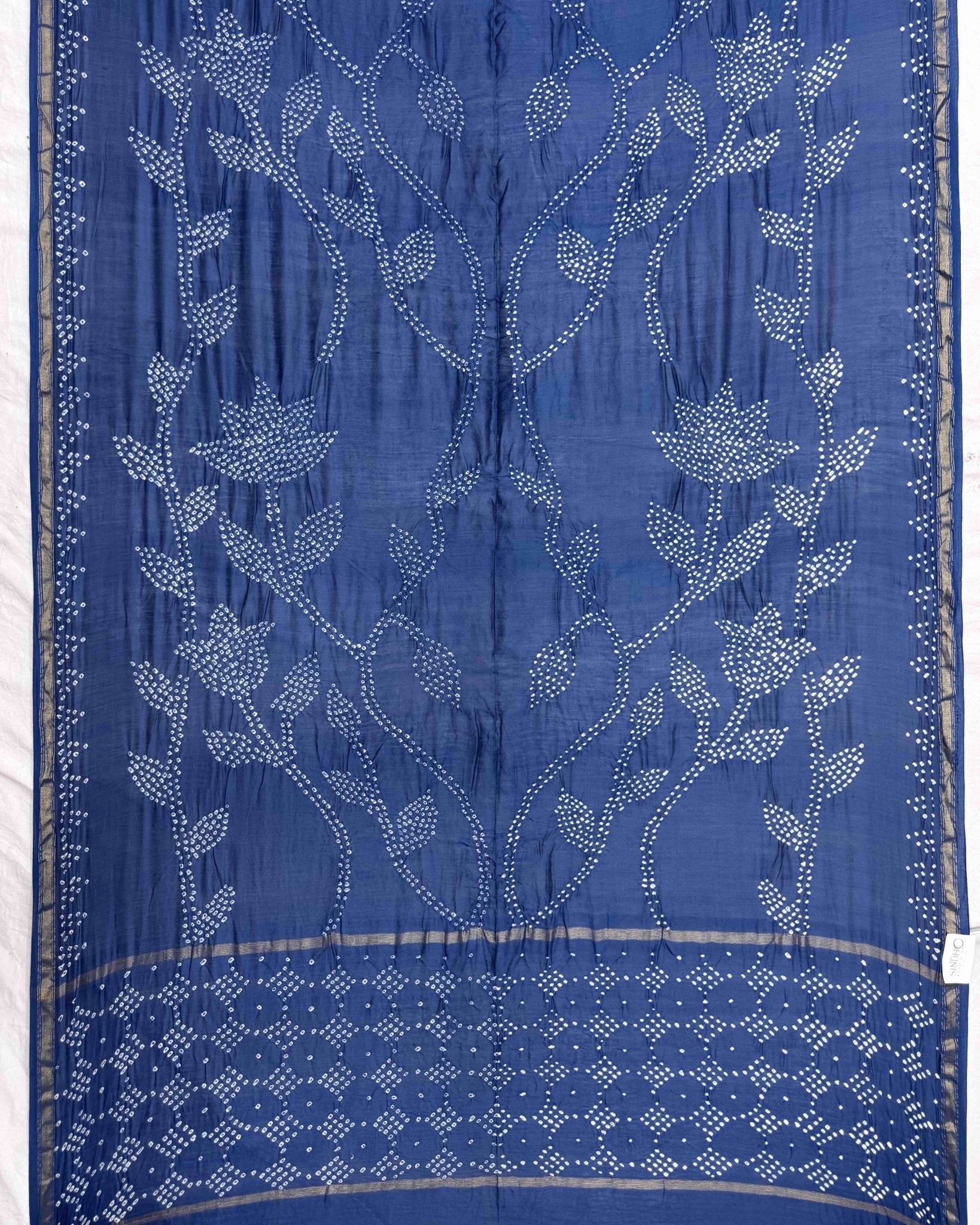 Blue Chanderi Bandhani Saree - SindhoiPatolaArt