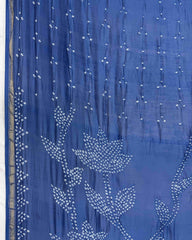 Blue Chanderi Bandhani Saree - SindhoiPatolaArt