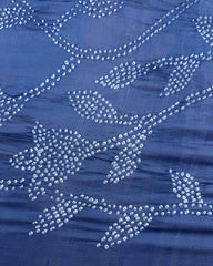 Blue Chanderi Bandhani Saree - SindhoiPatolaArt