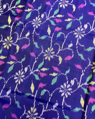 Blue Fancy Leaves Patola Saree - SindhoiPatolaArt