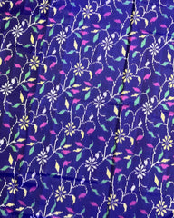 Blue Fancy Leaves Patola Saree - SindhoiPatolaArt