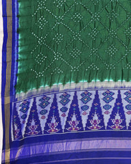 Blue & Green Bandhani Patola Dupatta - SindhoiPatolaArt