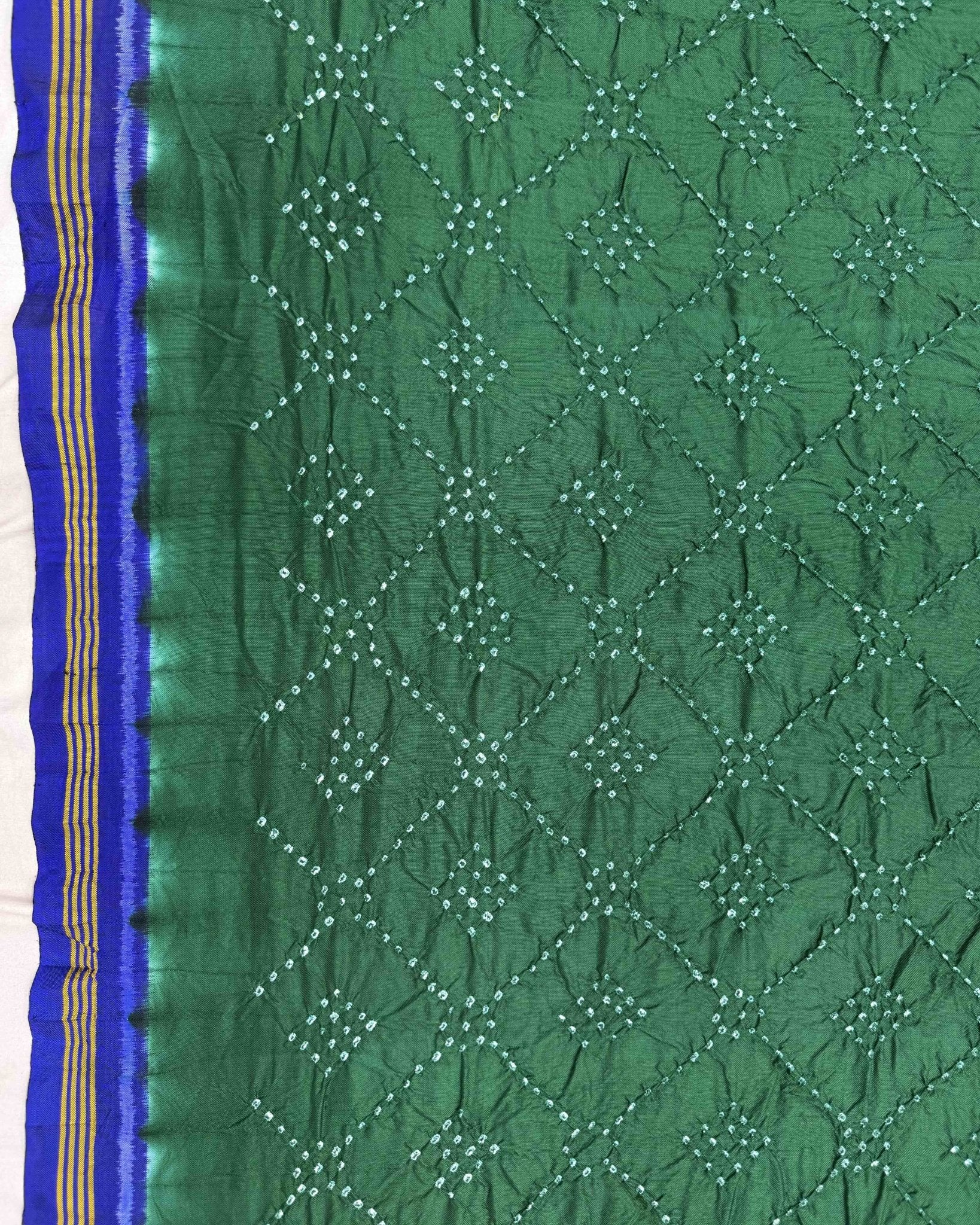 Blue & Green Bandhani Patola Dupatta - SindhoiPatolaArt